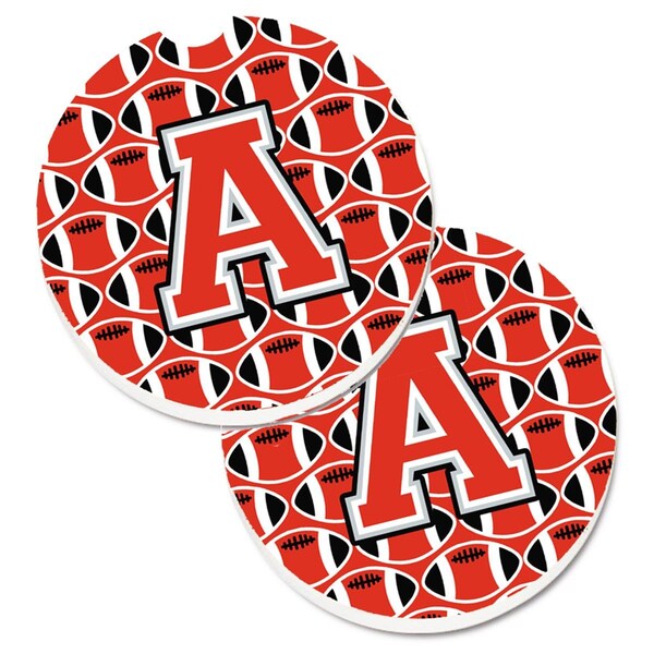 Carolines Treasures Letter A Football Scarlet and Grey Cup Holder Car Coaster, PK2 CJ1067-ACARC - main